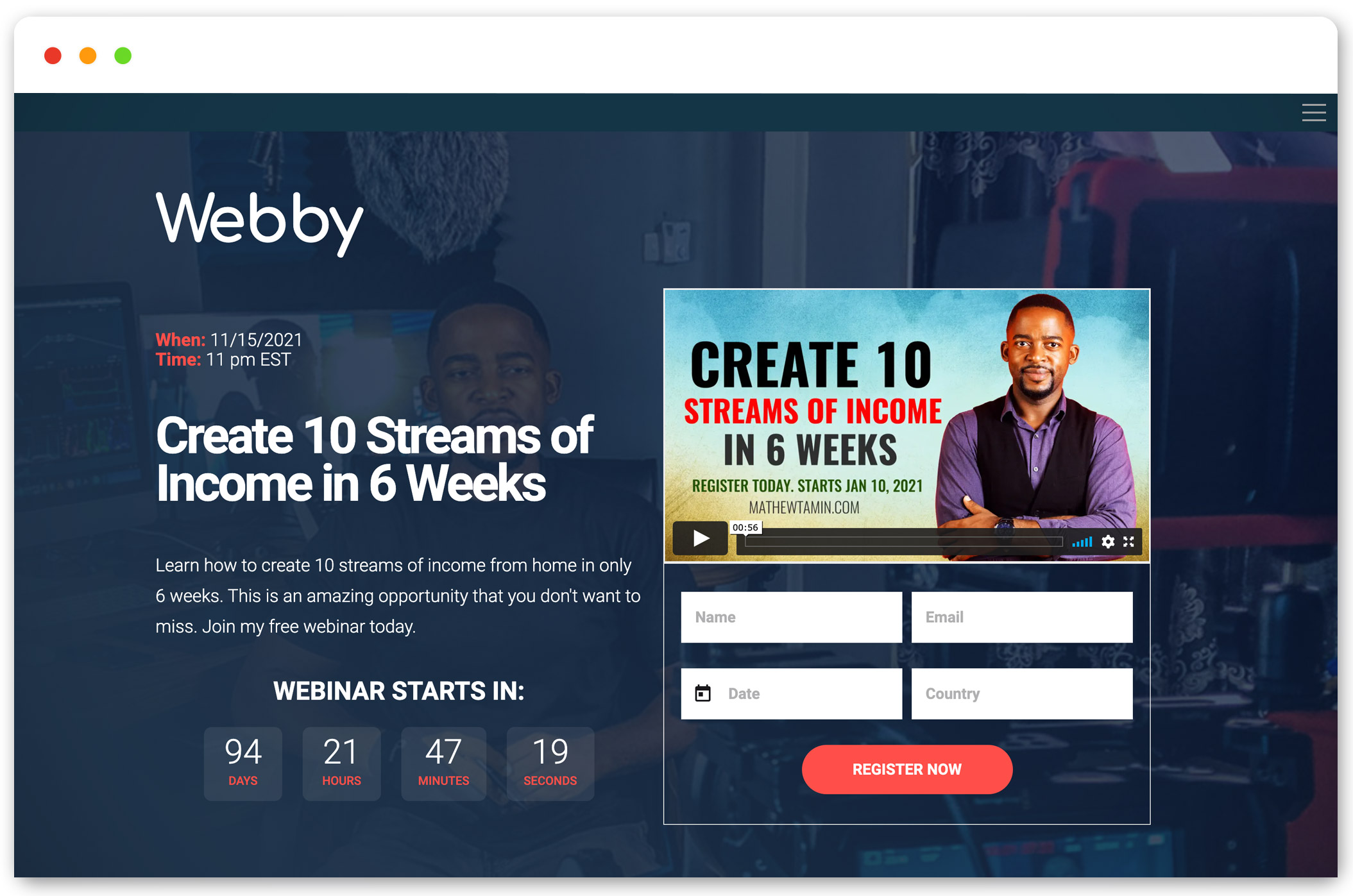 Webby - Joomla Webinar Theme To Increase Registration
