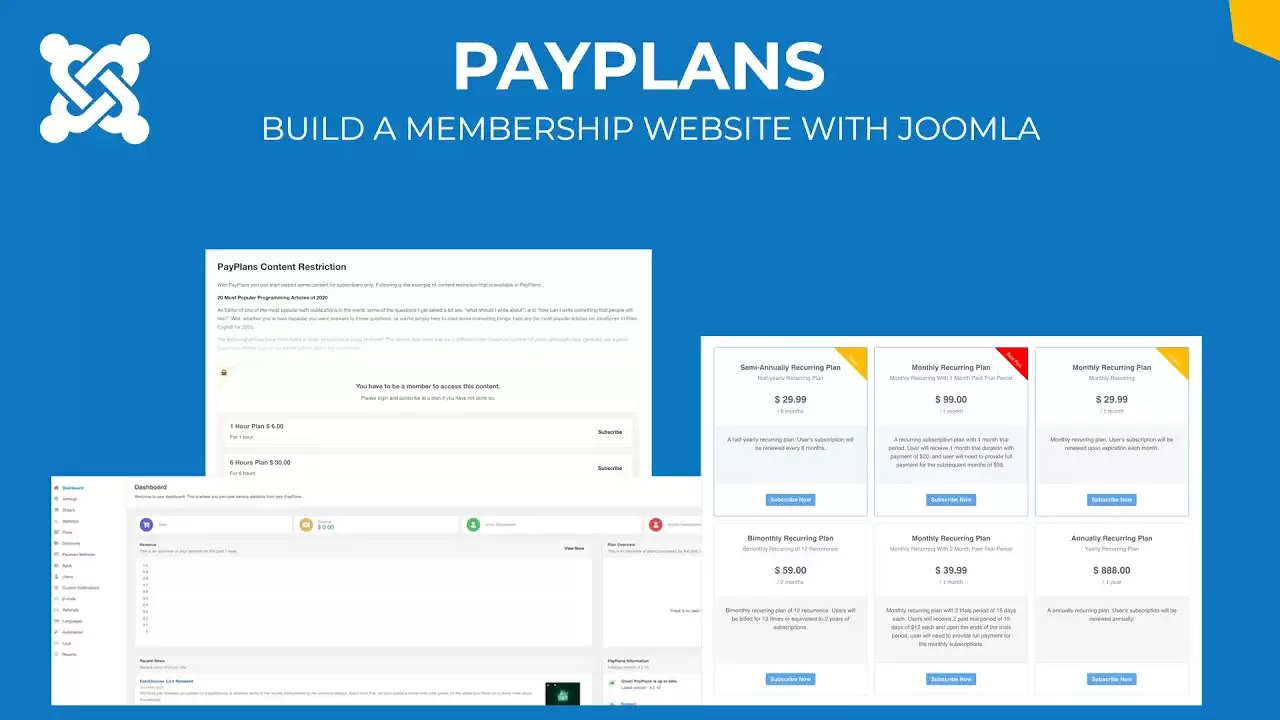 Monetize Your Content: Create a Joomla Subscription Website with PayPlans - Accept Credit Card Payments with Ease!